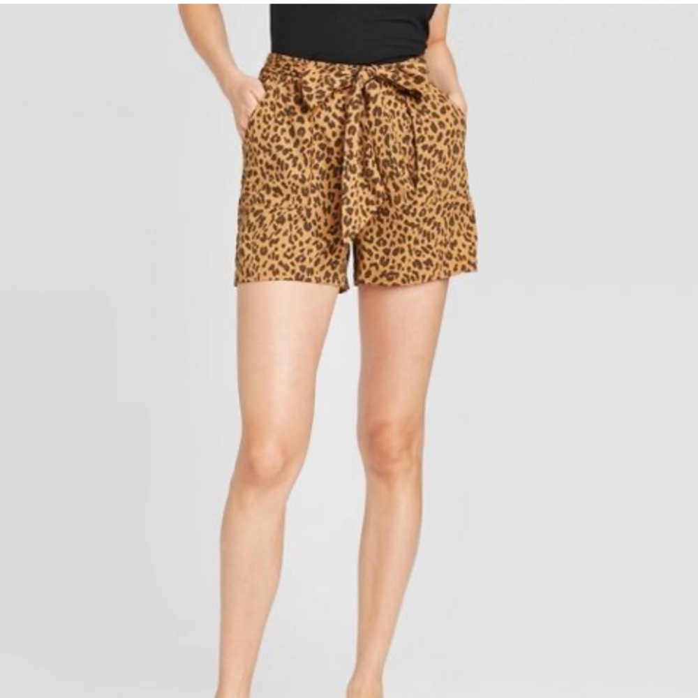 A New Day Tie Waist Cheetah Shorts